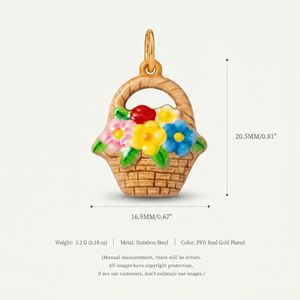 Pendentif YIMEILI en acier inoxydable plaqué or PVD 18 carats, émail, pour <span class=keywords><strong>la</strong></span> fête des Mères, motif cœur œillet, breloque cadeau DIY pour collier - Product Image 6