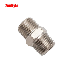 Adaptateur hexagonal en acier inoxydable nickelé, raccord de tuyau pneumatique, réducteur de filetage mâle 1/8 NPT 1/4 NPT, max 300 psi, Zimakyfa - Product Image 1