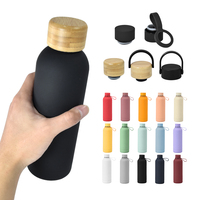 Bouteille d'eau sport en acier inoxydable à double paroi, 500 ml, avec logo personnalisé, revêtement thermique en caoutchouc mat