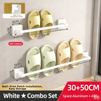 Support de rangement mural sans perçage pour salle de bain, séchoir à chaussons, organisateur de chaussures domestique pour salle de bain