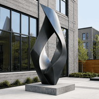 Sculpture abstraite en acier inoxydable argenté et bronze pour jardin, villa, hôtel et décoration extérieure commerciale