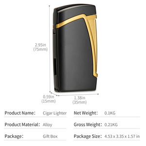 Encendedores de antorcha de fuego doble a prueba de viento Jet Flame recargable cigarro butano personalizado todo en uno encendedores de cigarros de Metal punzón - Product Image 6
