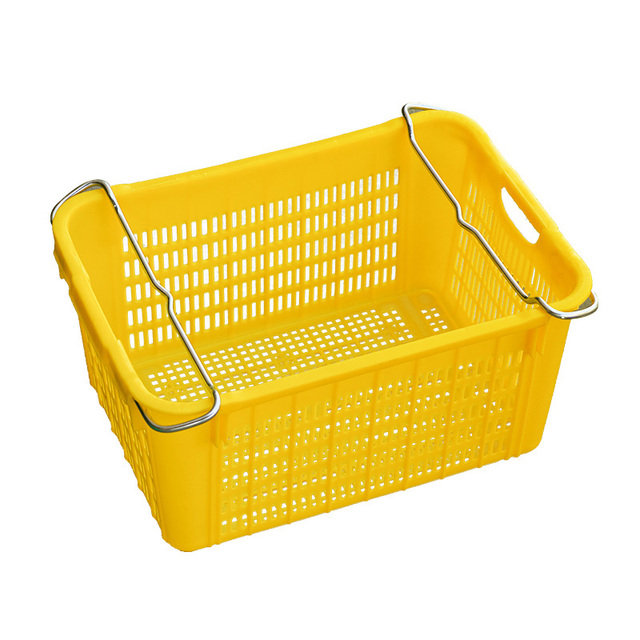 Large Rectangular Plastic Folding Storage Basket Supermarket Handheld Shopping Basket Vegetables Thick Plastic Vegetable Basket