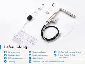 304 Stainless Steel Drinking Pull Down Spray Head Filter Water 3 Way Kitchen Faucet - Product Image 6