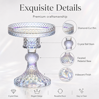 Porte-bougie en cristal irisé fait main, écologique, avec socle taillé en diamant, centre de table pour mariages, décoration intérieure et événements