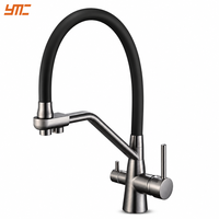Robinet de cuisine commercial 3 voies avec filtre, sortie d'eau chaude et froide, mitigeur pour hôtels, appartements et projets résidentiels