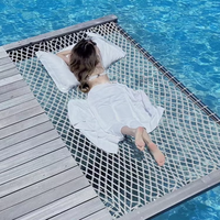 Hamac suspendu en filet de corde sans nœuds, 1m x 2m, 2 couches, résistant 300-400kg, personnalisable, en nylon, pour la maison, le camping en extérieur, la plage et les enfants