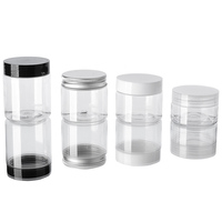 Pot de Lotion en plastique avec couvercle noir, 30ml, 50ml, 80ml, 100ml, 200ml