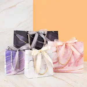 Wholesale Customize Logo Fashion Boutique Jewellery Paper Jewelry Bags With Bow Luxury Shopping Gift Paper Bags For Business