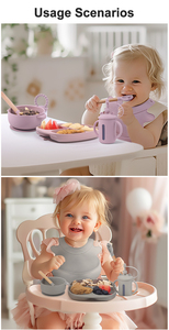 Biểu Tượng Tùy Chỉnh Bé Silicone Bát Đĩa Bát Sippy Cup Bib Silicon Trái Cây Prcifier Muỗng Ngã Ba Bộ Dụng Cụ Bộ Đồ Ăn Cho Bé Ăn Đặt - Product Image 5