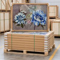 Peinture murale en mosaïque de verre élégante à motif de pivoine, mosaïque artisanale personnalisée pour la maison, villa de luxe, salon, art mural décoratif
