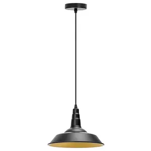Lampada a sospensione in ferro nero e27 senza sorgente luminosa, ideale per la decorazione moderna e per creare l'atmosfera degli spazi interni. - Product Image 1