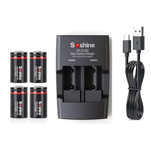 4 Bộ Pin Sạc Lithium CR2, Pin Li-ion 3.2V CR2 Với 2 Khe Sạc Pin Lithium Thông Minh Có Thể Sạc Lại