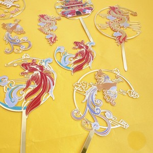 Adornos de acrílico para pasteles estilo chino con diseño de dragón, pez koi y fénix, para cumpleaños, Festival de Primavera y Año Nuevo. - Product Image 3