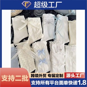 Chaussettes en dentelle pour femmes, mi-mollet, avec nœud, respirantes, absorbant la transpiration, nœud perlé, nœud blanc, nœud argenté, pour jeunes de 18 à 40 ans - Product Image 5