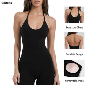 Camiseta de Tirantes Finos con Cuello en V para Mujer, con Logotipo Personalizado, Transpirable, de Secado Rápido, Ligera, Suave, Elástica, Talla Grande, Lisa, Acolchada, Ajustada - Product Image 2