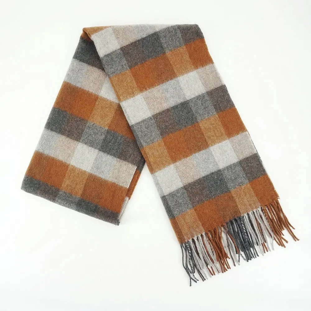Wholesale woven Buffalo Plaid thick custom winter wool men scarf