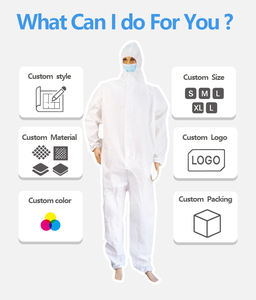 Usine de haute qualité combinaison microporeuse jetable vêtements de travail vêtements de protection combinaison imperméable LOGO personnalisé - Product Image 2