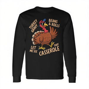 Camiseta de manga larga con estampado de cacerola de frijoles y panecillos con salsa de pavo para el Día de Acción de Gracias - Product Image 2