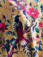 Rideau de luxe imprimé oiseau de paradis en velours de coton de style vintage moutarde dorée Boho rideau peut être personnalisé pour rideaux occultants