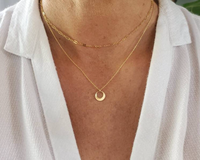 Collier avec pendentif rond, collier avec pendentif en acier inoxydable, bijoux plaqués or 18 carats, bijoux délicats en acier inoxydable, cadeau pour femmes