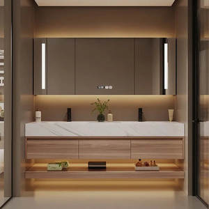 Mobili Bagno Moderni con Lavabo e Specchio, Set <span class=keywords><strong>Sanitario</strong></span>, Mobile Bagno Sospeso - Product Image 4