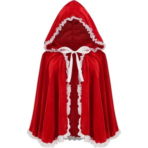 Capa <span class=keywords><strong>Corta</strong></span> con Capucha de Terciopelo Rojo para Disfraz de <span class=keywords><strong>Caperucita</strong></span> <span class=keywords><strong>Roja</strong></span>, Halloween, Navidad, Cosplay, CRHO-025 - Product Image 2