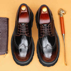 Zapatos Oxford de Vestir para Hombre, de Cuero Genuino, Punta Redonda, con Cordones, Color Sólido, Suela de Goma Antideslizante, para Todas las Temporadas, Envío Directo - Product Image 4