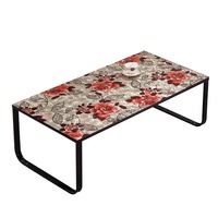 Nappe de table rectangulaire en PVC RNPT, double face, imprimé métallique, motif floral rose rouge, pour hôtel, salon, salle de séjour