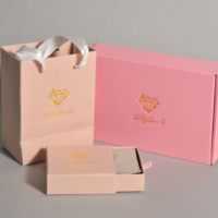 Boîte à tiroir en carton rose WondefulPack pour emballage de bijoux, 9*9*3cm, rectangulaire, anti-poussière, boîte cadeau élégante, papier de soie, merci