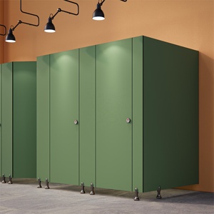 Accessoires de cabine de toilette DEBO en HPL au design incurvé, cloison de toilette compacte, imperméable, écologique, design graphique - Product Image 1