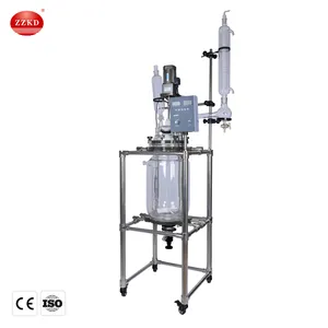 KD 1-100L Double Jacketed Glass Reactor For Reflux And Distillation