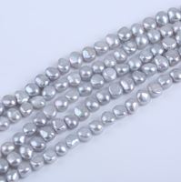Perles baroques grises en gros à bas prix, 7-8 mm, lustre double face, perles d'eau douce baroques, fil de perles baroques pour le bricolage