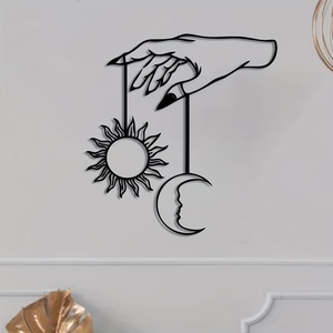 Decoración de Pared Metálica con Diseño de <span class=keywords><strong>Luna</strong></span> <span class=keywords><strong>y</strong></span> <span class=keywords><strong>Sol</strong></span>, Arte Decorativo en Hierro Grabado, Decoración para el Hogar con Color <span class=keywords><strong>y</strong></span> Tamaño Personalizados para Ramadán - Product Image 3