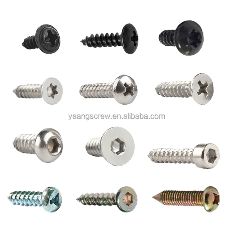 Wholesales pan/flat/cup/button head self taping screw galvanize wood slotted drive hex wood screw #8 1/2 self-tapping screws