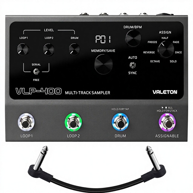 VALETON Guitar Loop Station Pedal 100-Stereo Drum Machine 7 Customizable Effects Assignable Knobs Footswitches USB Win/Mac
