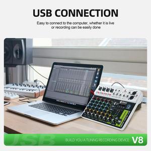 Vente en gros DEBRA V8 Mixeur audio sans fil 8 canaux Enregistrement en direct Reverb - Product Image 6