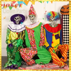 Disfraz de Esqueleto Payaso del Día de Muertos Mexicano, para Halloween, Casa Embrujada, Escape Room, Bar de Terror, Juego de Misterio de Asesinato - Product Image 2