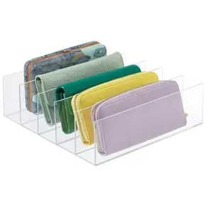 Clear Acrylic Purse Wallet Organizer with 3 Sections, Handbag