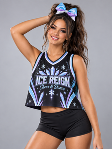 Popolare Maglia da Cheerleading Senza Maniche per Donne, Top Corto Stile <span class=keywords><strong>Basket</strong></span>, Abbigliamento per Allenamento e Performance - Product Image 3