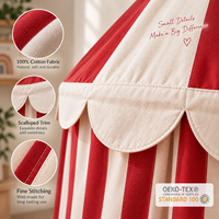 Abri de jeu mural en coton uni rouge et blanc, écologique, toutes saisons, portable, pour maisonnette d'enfants, chambre à coucher