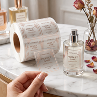 Étiquette personnalisée de luxe transparente pour parfum, autocollant pour emballage de flacon cosmétique avec impression de logo en relief doré