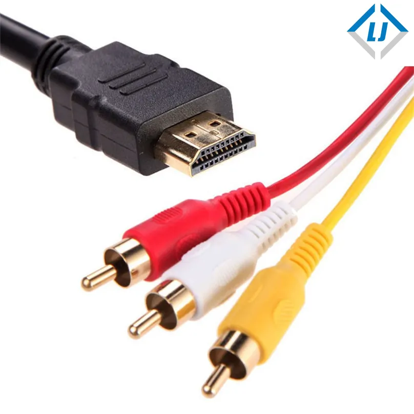 Kabel Adaptor Konversi Komponen Video, Pria Hdmi 1.5M Ke 3RCA AV untuk DVD HDTV STB 1080P