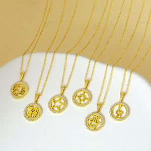 Collier minimaliste hypoallergénique plaqué or en acier inoxydable résistant au ternissement cercle <span class=keywords><strong>Lotus</strong></span> arbre de vie Note de musique Fine Jewelry - Product Image 1