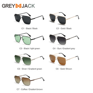Gafas de Sol Polarizadas para Hombre Greyjack, Montura Metálica Negra, Lentes TAC UV400, Estilo Conductor, Lentes Cuadradas Grandes - Product Image 2