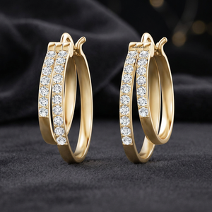 Pendientes de Aro con Diamantes Cultivados en Laboratorio, Oro de 10K, 14K, 18K, Plata 925, 935, Pendientes Huggie con Pavé, Joyería al por Mayor - Product Image 1
