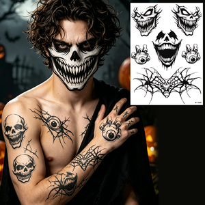 Tatuajes Temporales de Murciélagos y Telarañas con Patrones Luminosos Nocturnos, No Tóxicos e Impermeables para <span class=keywords><strong>Maquillaje</strong></span> Creativo y Festivo - Product Image 1