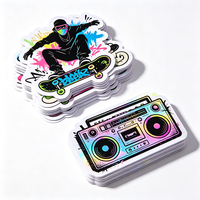 Autocollants d'art urbain Haoxuan en PVC holographique, motifs graffiti, figurines, haut-parleurs, skateboards, lettres abstraites, néon, feuille UV, résistants à l'usure