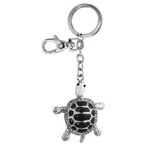 Portachiavi in Pelle Nera e Metallo con Logo Personalizzato, Portachiavi in PVC Morbido Senza Scatola - Product Image 1