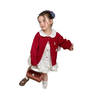 Tongxingyuan Girls' Knitted <b>Cardigan</b> Dress Set Cotton Peter Pan Collar Autumn Outfit Children's Clothing - Product Image 5